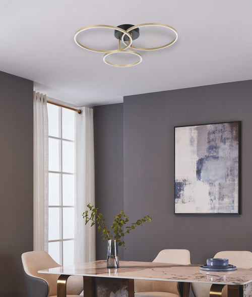 BOYAL 2 luminaire plafonnier noir et doré 205745A | Luminaire Plus.ca