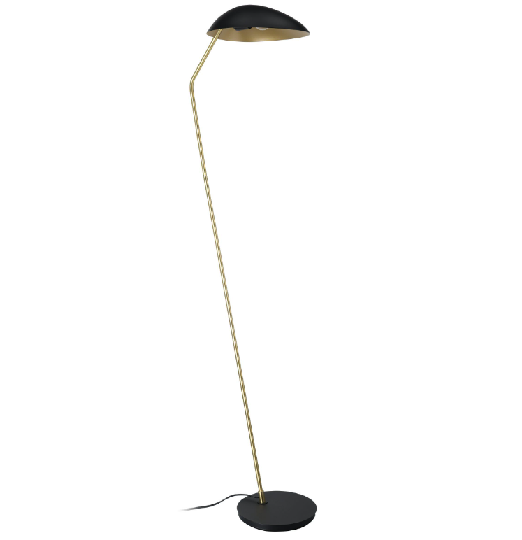 LINDMOOR lampe de plancher noir et laiton brossé 205766A | Luminaire Plus.ca