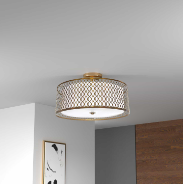 KORDAN luminaire plafonnier blanc et doré 1015-16FH-AGB-WH | Luminaire Plus.ca