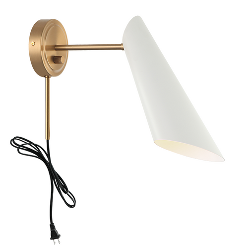 BUTERA luminaire mural blanc et doré S08011AGWH | Luminaire Plus.ca