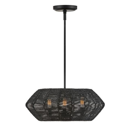 LUCA luminaire suspendu noir en rotin 40383BLK | Luminaire Plus.ca