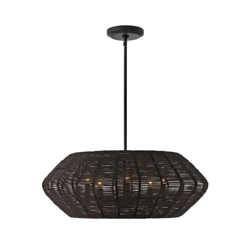 LUCA luminaire suspendu noir en rotin 40385BLK | Luminaire Plus.ca