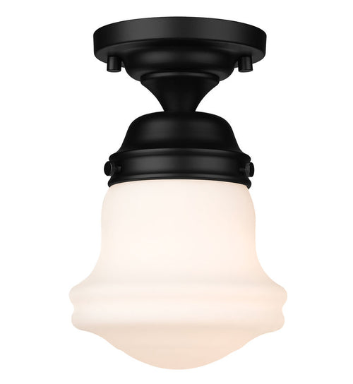 VAUGHN luminaire plafonnier noir et verre blanc 735F1-MB | Luminaire Plus.ca 