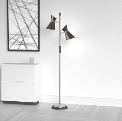 LAMPE de plancher noir et chrome 1680F-BK-PC | Luminaire Plus.ca