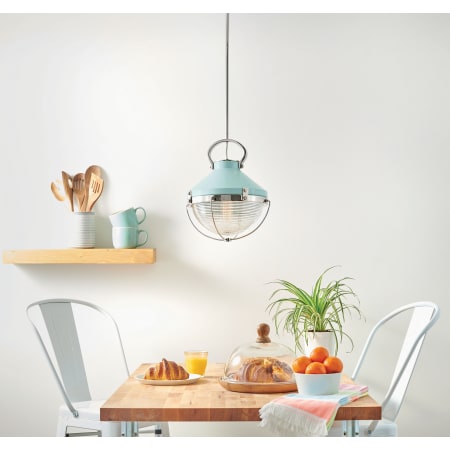 CREW luminaire chrome et turquoise 4847PN-REB | Luminaire Plus.ca